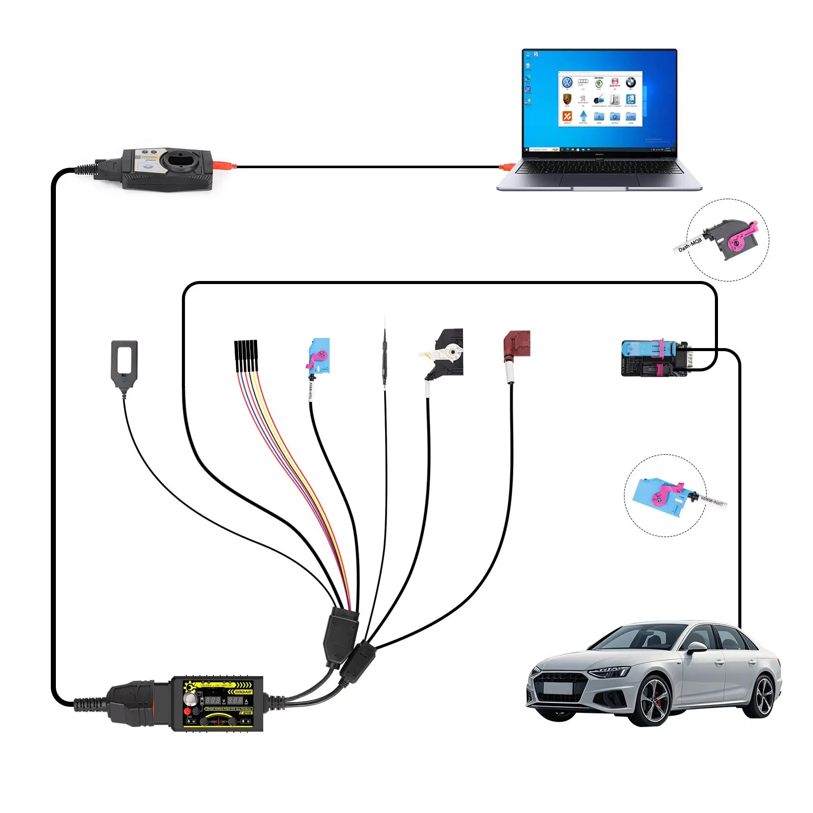 GODIAG MQB Datensammler ELV/TCM DSG Getriebe-Adapter + Vollprotokoll OBD2 Jumper – Detail 2