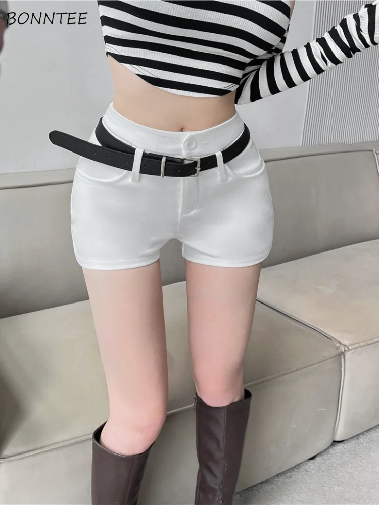

Shorts Women Solid Belt All-match Creativity Vintage Leisure Simple Sexy Ladies Graceful Seductive Korean Style Spring Delicate