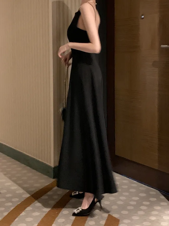 Elegant Solid Long Dresses for Women Wedding Evening Party Dress Sleeveless Casual A-line Summer Korean One Piece Vestido Mujer