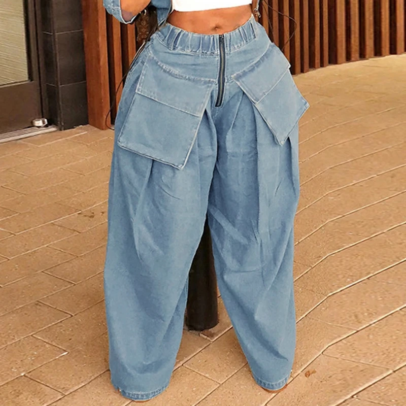 

Women High Waist Wide Leg Pants Shiny Straight Pants Long Palazzo Casual Trendy Trousers 2024 Spring Autumn Winter New Jeans