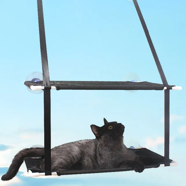 New Pet Cat Hammock Suction Cup Cat Climbing Frame Glass Window Sill Tile Double Layer Sandwich Mesh Cat Nest Bed 2