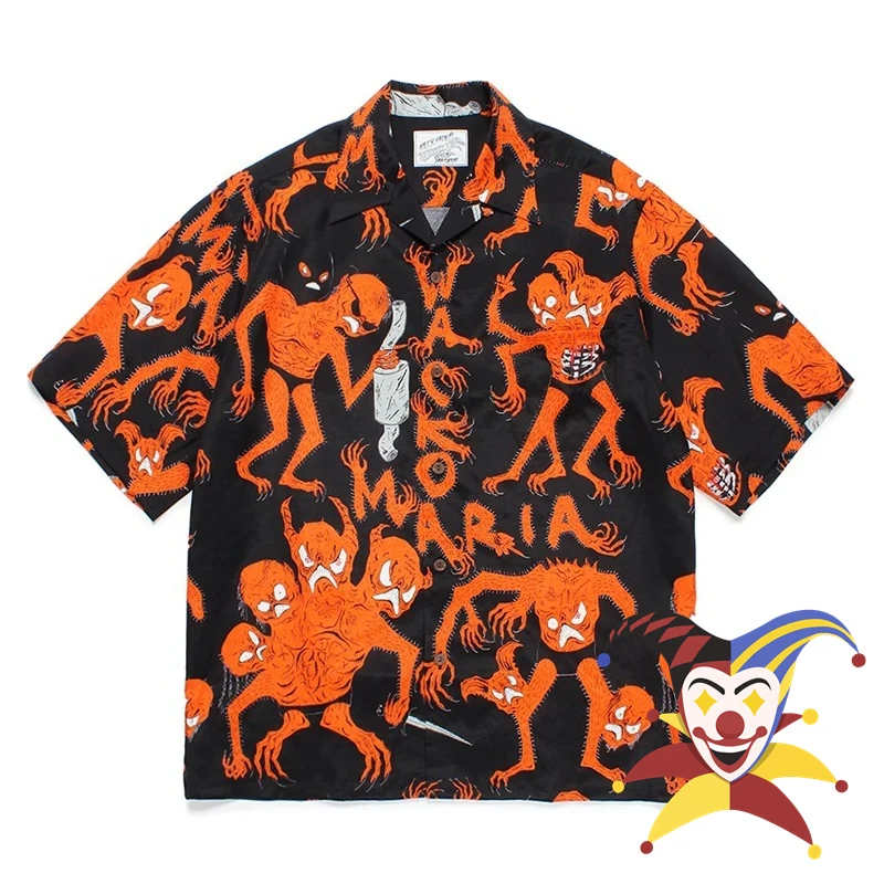 

Skull WACKO MARIA Shirts Men Women High Quality Hawaii Beach Shirt