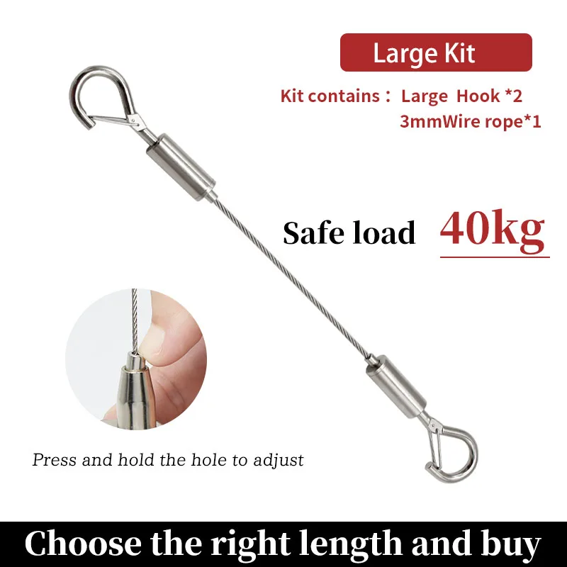 304 Stainless Steel Automatic Wire Rope Spring Hook Adjustable - Image 3