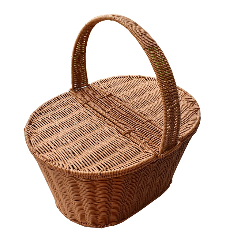 

Portable storage basket, supermarket shopping basket, imitation rattan weaving, outdoor picnic storage basket, household grocery