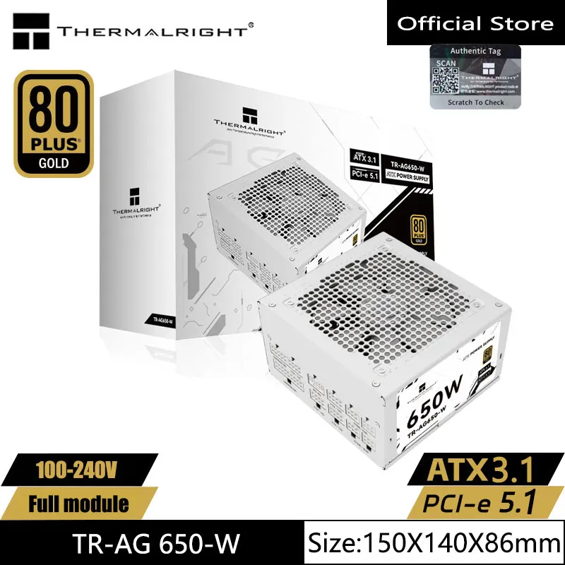 

Thermalright TR-AG 650-W белый полный модуль золотая медаль компьютер чехол источник питания TX3.1/PCI-E 5,1/12V HPWR 80 Plus