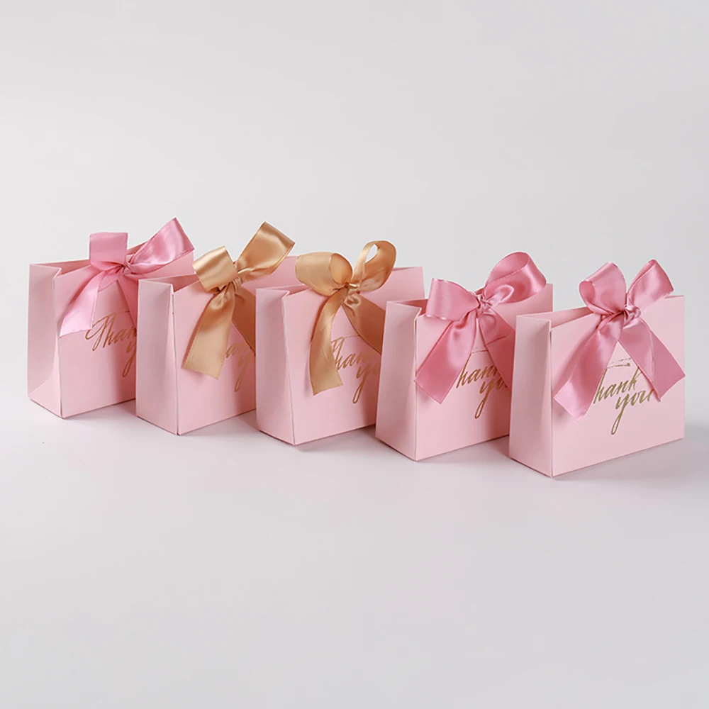 Creative Wedding Favours Candy Boxes Mini Pink Gift Bag Box for Party
