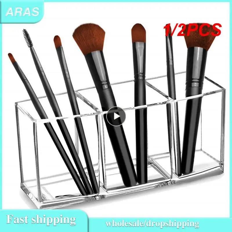 

1/2PCS Holes Transparent Cosmetic Makeup Acrylic Makeup Brush Tool Storage Box Case Make-up Brush Holder Table Organizer Makeup