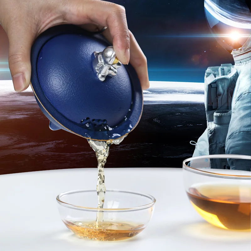 Portable Outdoor Travel Tea Set for Two People, Space dream Suit, 2 Cups