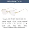 Diamond Frameless Myopia Glasses Anti-Blue Light Eye Protection Ultra Light Eyeglasses Men Women Vision Care 100~400 Diopter 6