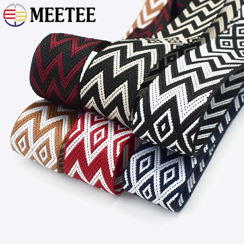 1-5 미터 38mm 두꺼운 자카드 웨빙 폴리 에스터 리본 가방 어깨 스트랩 안전 벨트 바인딩 테이프 DIY 재봉 액세서리