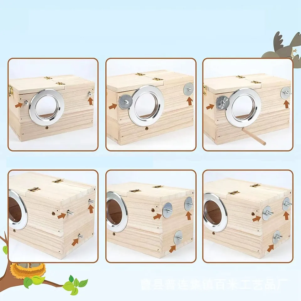 Wood Bird House Nest Birds Breeding Box Bird Parrot Breeding Decorative Cages Pet Accessories Home Balcony Decorative Bird House