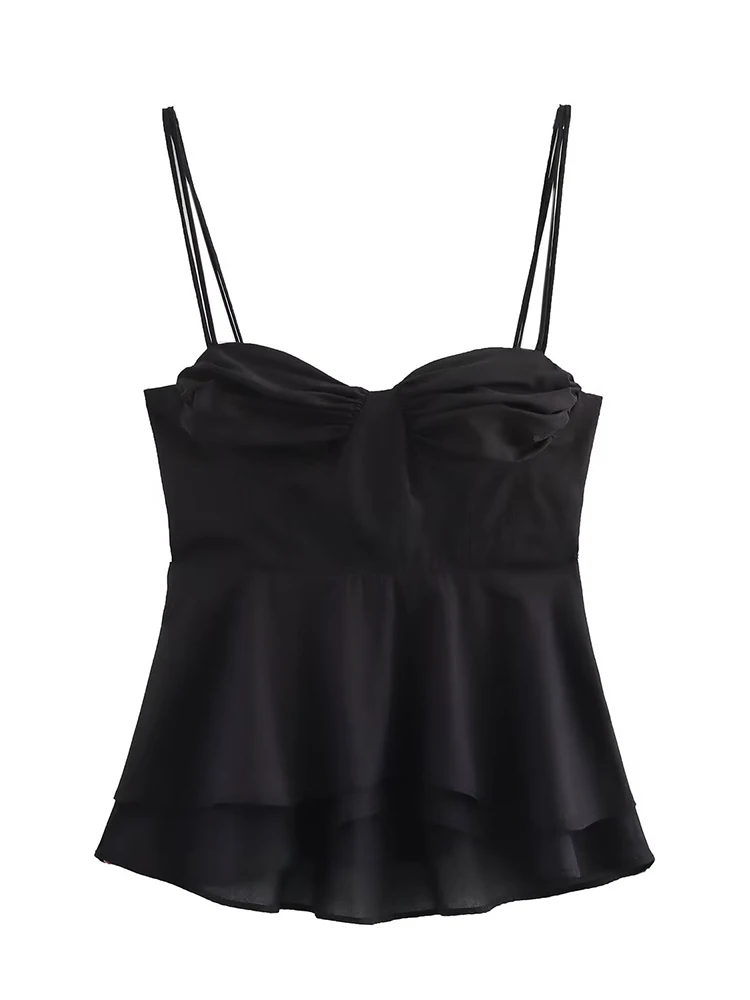 TFMLN Fashion Sweet Whit Camisole For Women's Sexy Sleeveless Ruffle Slim Bra Solid Color Streetwear Y2k Women's Tops Camisole