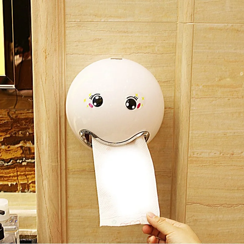 

Emoticon ABS Plastic Roll Paper Holder A Variety Of Colors Creative Roll Tissue Box for Bathroom Hotel Toilet Paper Holder