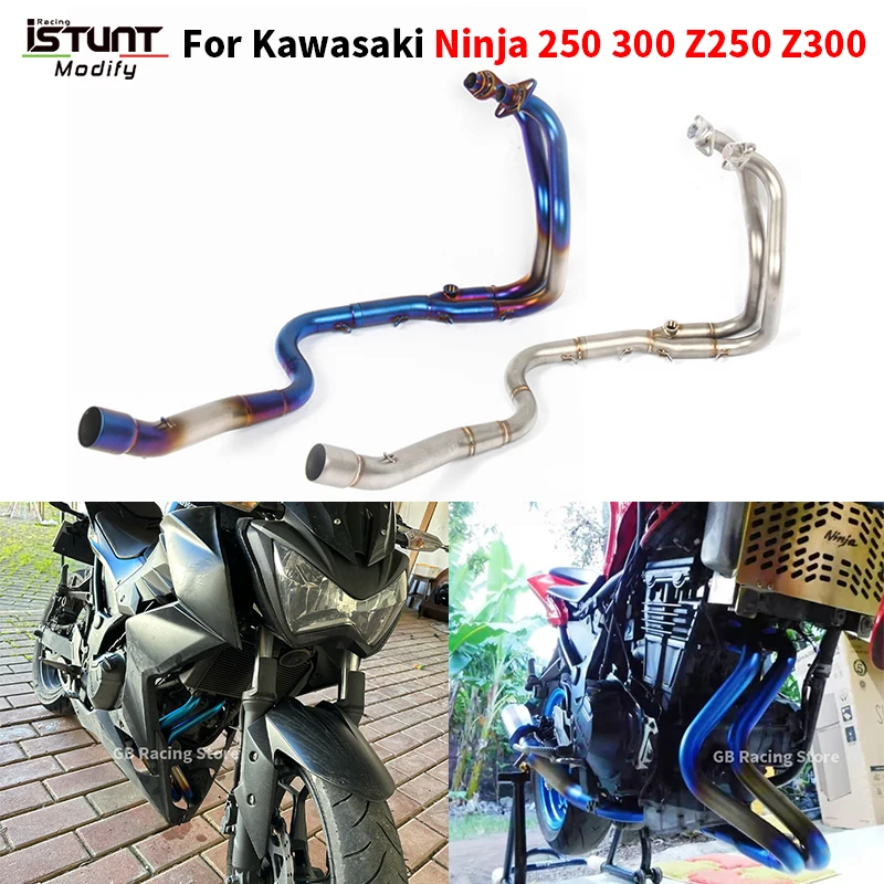 

Слипоны для Kawasaki Ninja 250 Ninja 300 Z250 Z300 2008-2017 лет Модифицированная выхлопная труба мотоцикла для предотвращения выхода Передняя средняя звеньевая труба