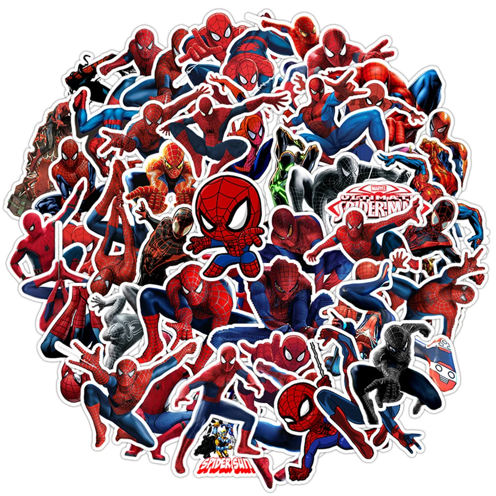 

10/30/50pcs Cool Disney Marvel Super Hero Spiderman Waterproof Stickers Laptop Skateboard Phone Decoration Sticker for Kids Toy