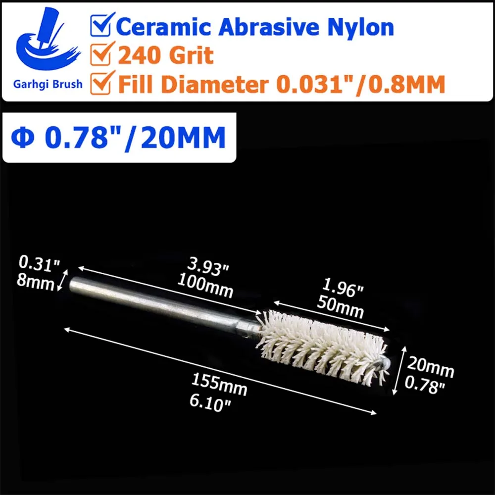 Ceramic Abrasive Nylon Tube Brushes for Surface Prep and Polishing