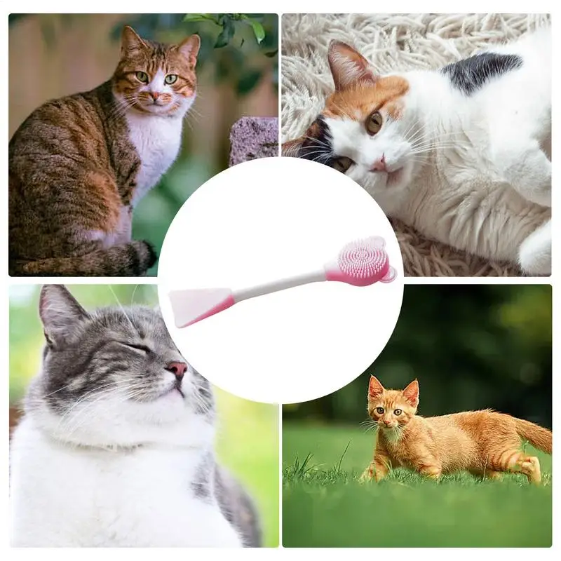 Cat Chin Cleaner Manual Silicone Cat Cleaner Brush Silicone Brush Heads Cleaning Tool For Gums Jaw Tongue Chin And Face Cleaning 5