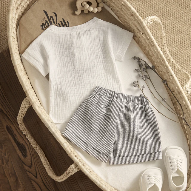 ma&baby 0-3Y Toddler Infant Kid Baby Boy Clothes Sets Soft Short Sleeve T-shirt Tops Striped Shorts Summer Outifts Clothing 3