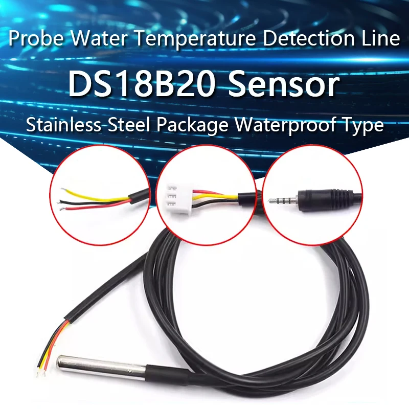 Ds18b20 digitale temperatur sensor sonde wasser temperatur erkennungs linie edelstahl paket wasserdicht typ ds18b20