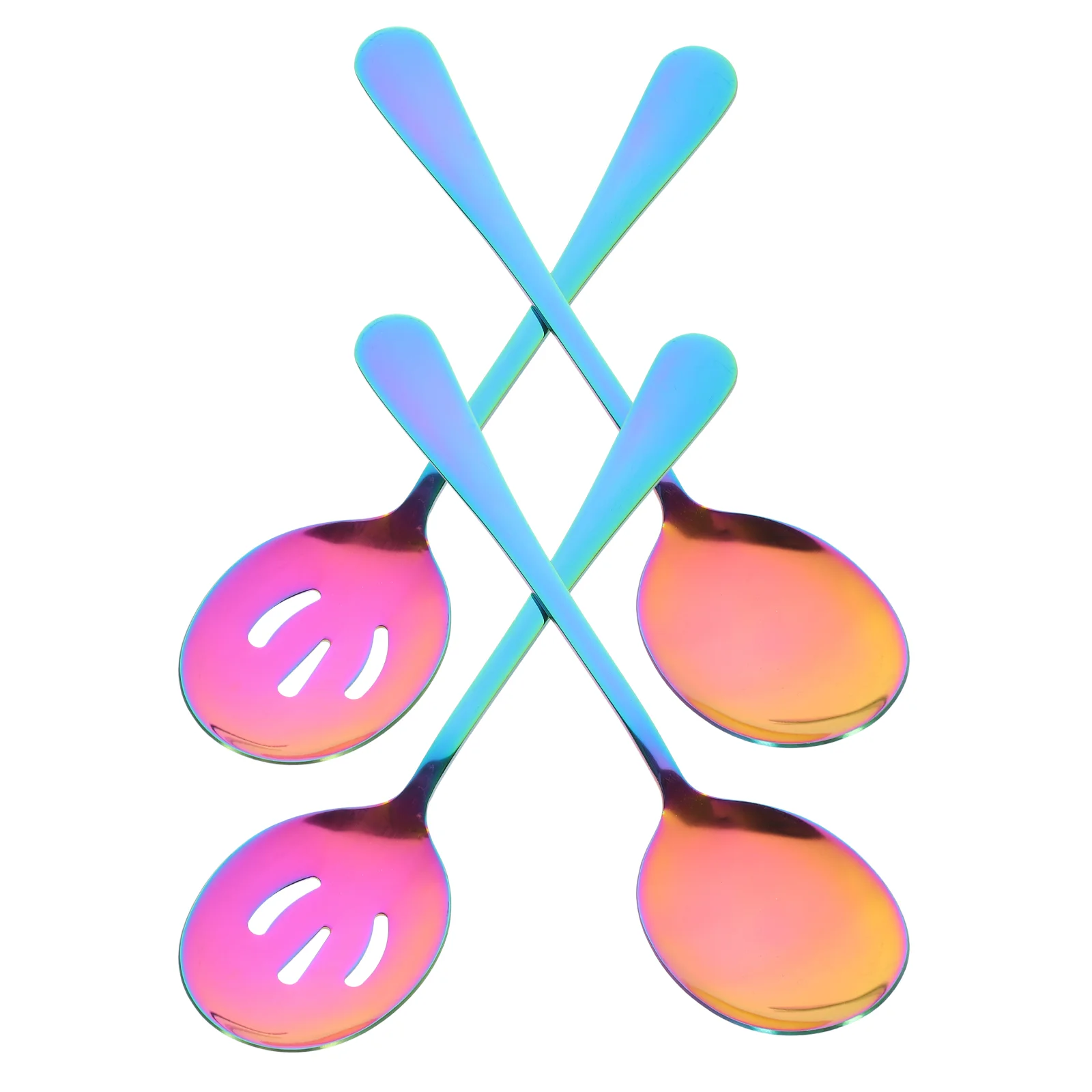 

4 Pcs Stainless Steel Spoon Spoons Ergonomic Slotted Utensils Kitchen Sets Dinner Household Serving Rest