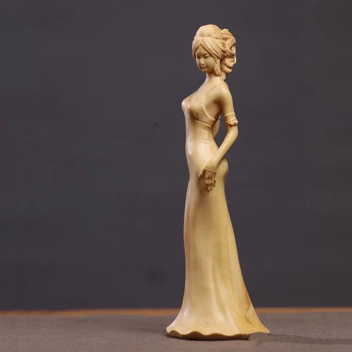 Boxwood high-end beautiful women's arts and crafts classical characters desktop solid wood living room study ornament