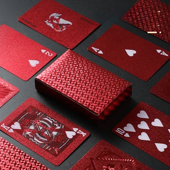 PVC Waterproof Anti Folding Thick Red Playing Cards Board Games for Family Outdoor Picnic Kill Time Entertainment Toys Porp