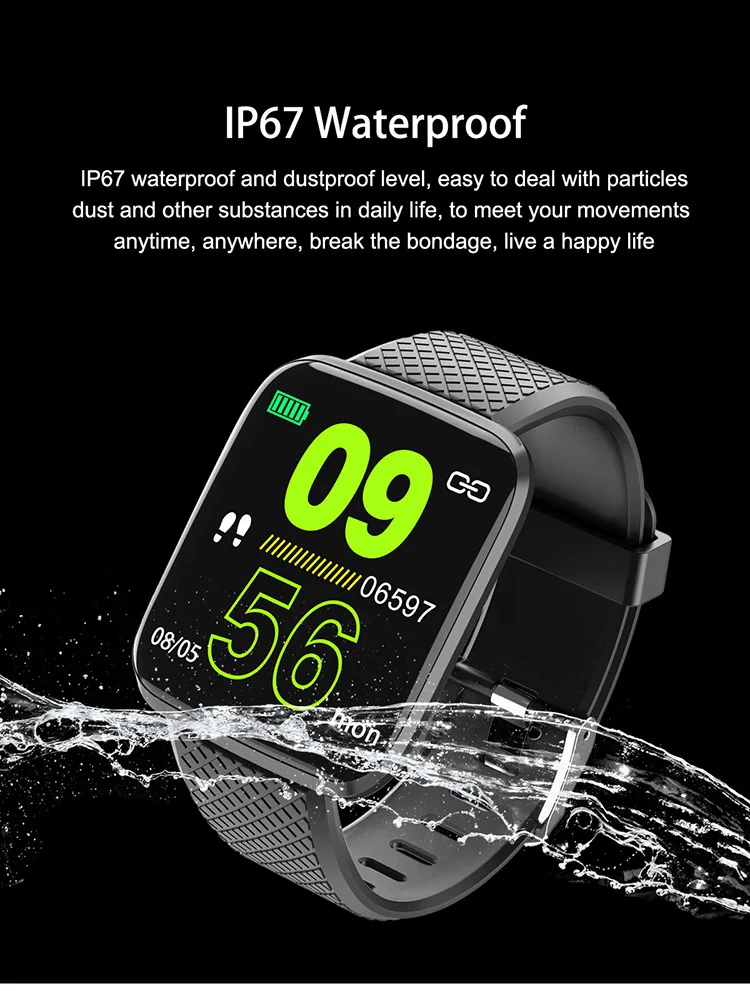 D13 Men's Watch 1.3 Inch TFT Screen Smart Watch Waterproof Women's Sport Bracelet Heart Rate Monitor Call Remind For IOS Android