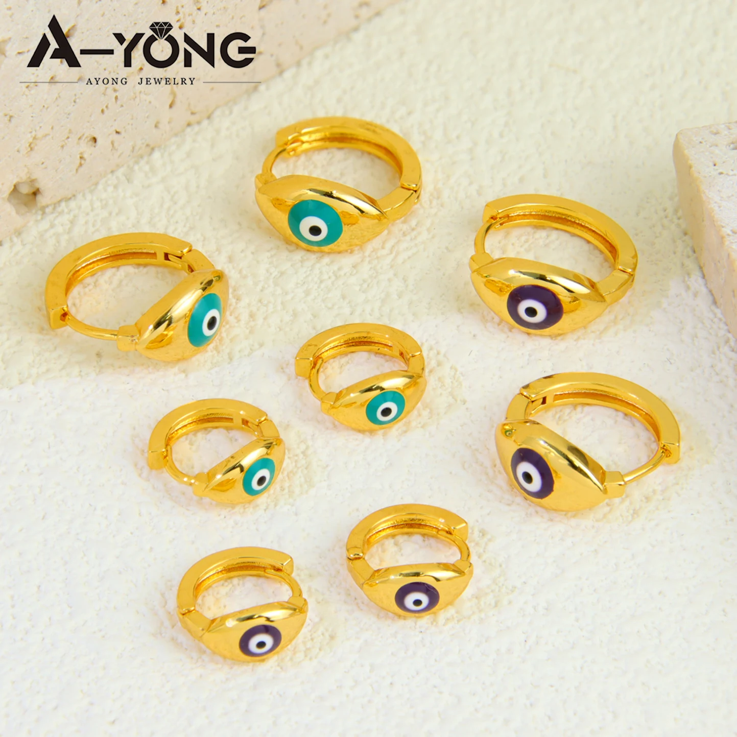 Arabische Mode böse Augen Tropfen Ohrringe 18 Karat vergoldet Saudi elegante Gold Farbe baumelt Ohrring Dubai Frauen Event Party Schmuck – Detail 3