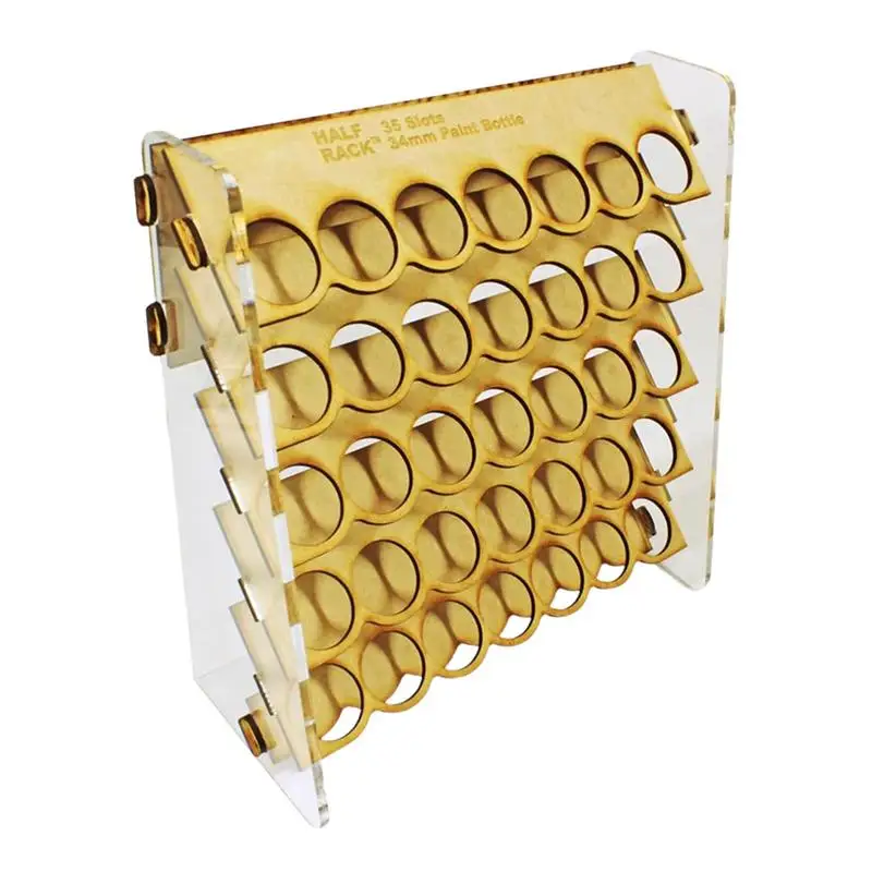 35 Slots Paint Bottle Rack Wooden Paint Storage Rack Multi-Layer Wooden Organizer Stand Easy to Assemble for Miniature Set