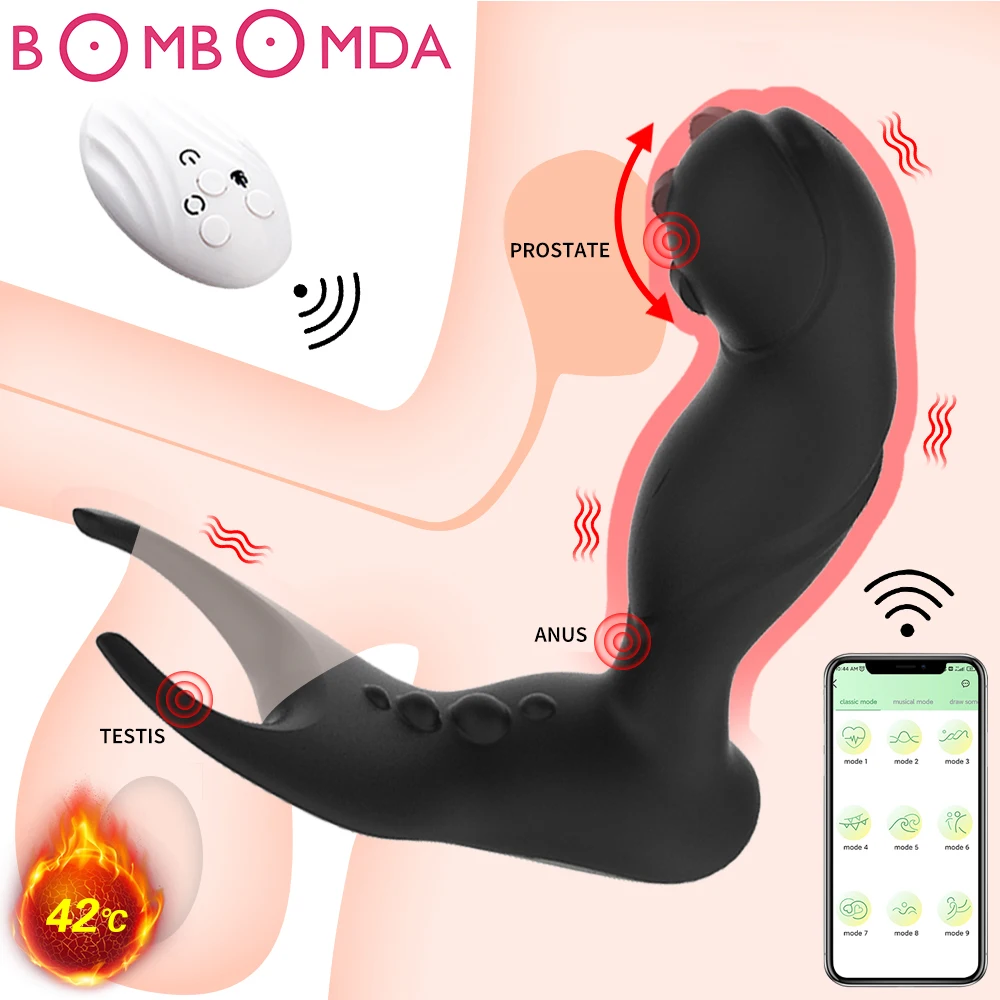 Prostata-Massage männlicher Vibrator Rotation Perlen Anal Plug Vibrator Silikon Verzögerung Ejakulation männlich Masturbat_voghion.com