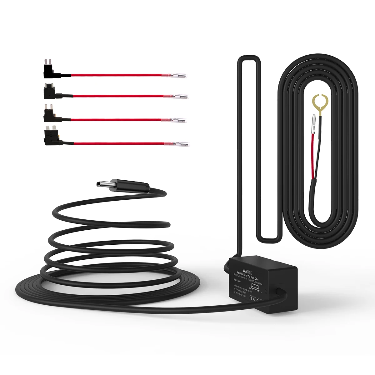 

Vantrue 11,5ft TypeC & Mini USB 12В 24В до 5В видеорегистратор комплект из жесткого провода с мини ACN ATO держатели предохранителей низкое напряжение