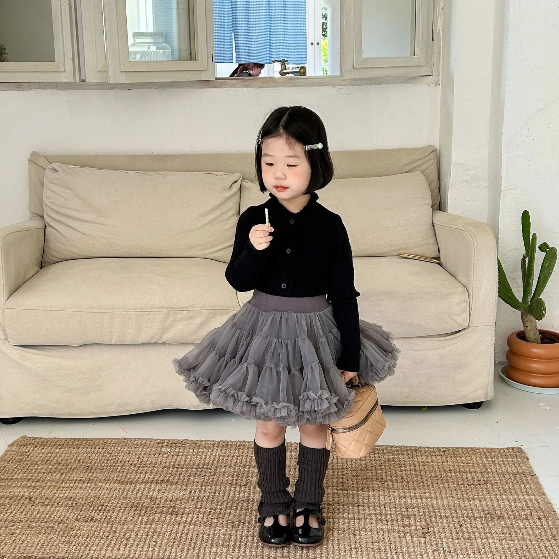 [Bellialeu] BABY SKIRT★人気★ Children Tutu Skirt Girls 2023 New Fashionable Solid Color