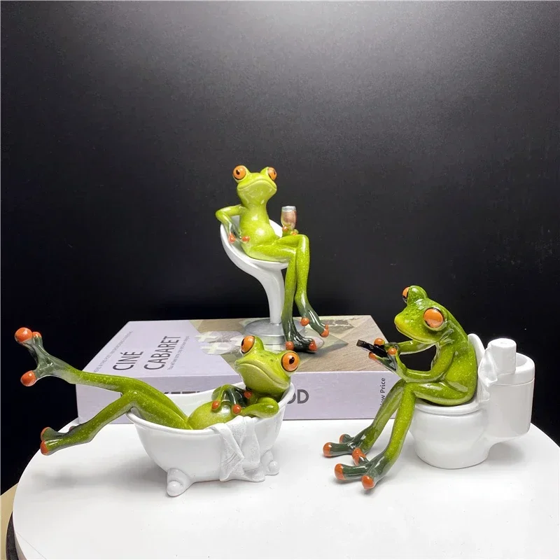 

1 Pcs Resin Leggy Frog Figurines Nordic Creative Animal Statues for Interior Sculpture Home Desktop Living Room Decor