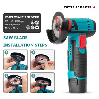 12V 3 Inch Mini Angle Grinder 19500rpm Household Cutting Machine Polishing Machine Micro Angle Grinder Cordless Power Tool 13