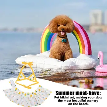 Dog Bikini Dress Pineapple Print Dog Bikini Outfit Pet Bath Suit Dog Sundress Female Dog Clothes Dog Swim Trunks For Small 3