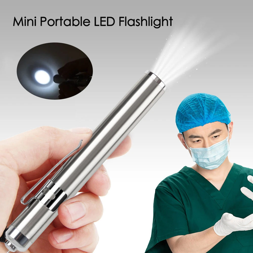 Pen Light Mini Portable LED Flashlight  1 Mode led flashlight torch For the dentist and for Camping Hiking Out Use AAA battery strong torch