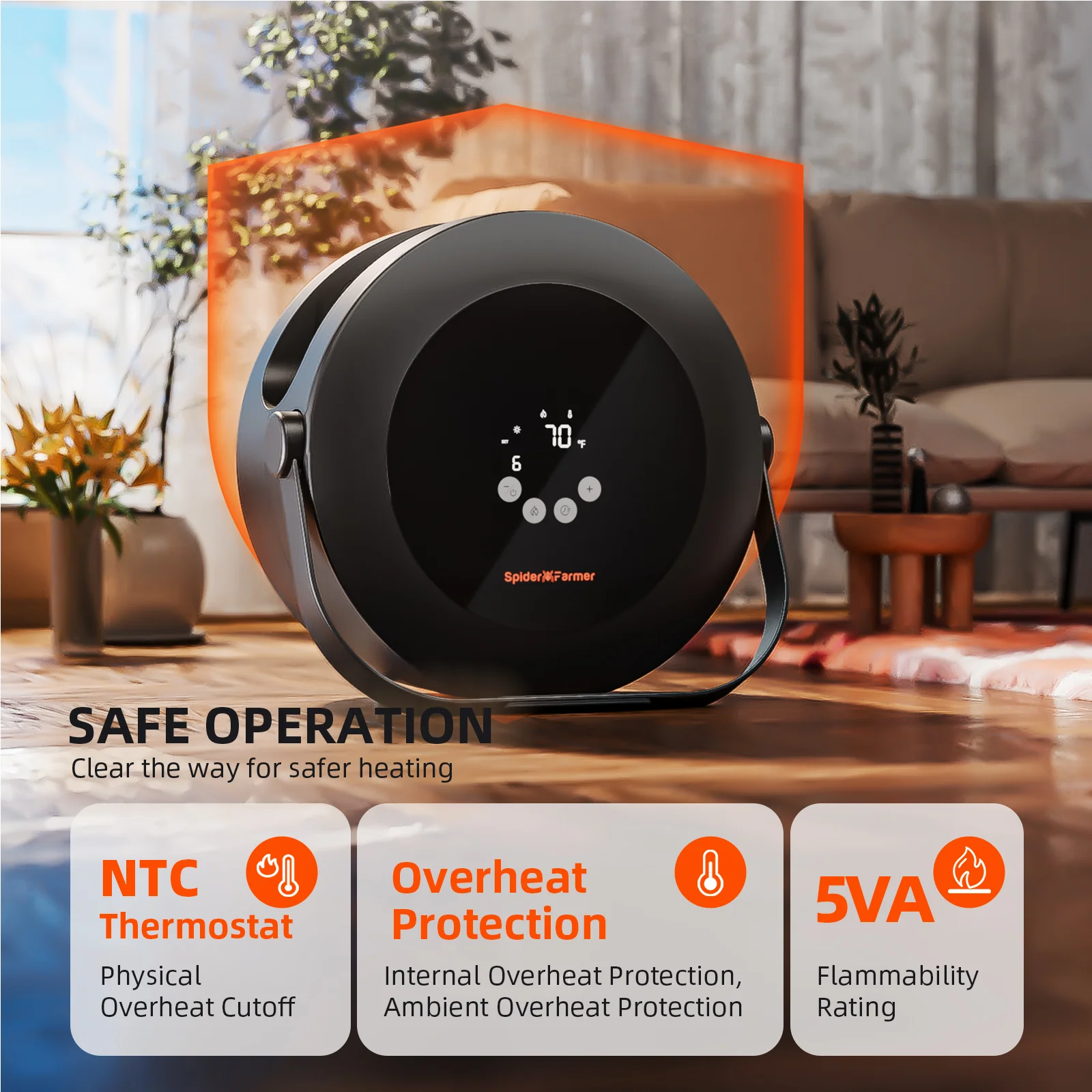 2025 Spider Farmer Grow Tent Heater – Smart Plant Heater with Temp Control, Day/Night Sensors, 4 Modes & 24H Timer for Indoor 5