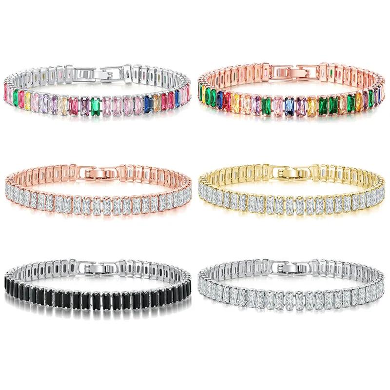 

Женский браслет из серебра 925 пробы, с квадратным Цирконом