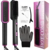 OUDIM Hair Straightener Brush with Six Temperature Settings, Ionic Hair Straightening Brush Flat Iron For Women, Anti-Scald Stra 1