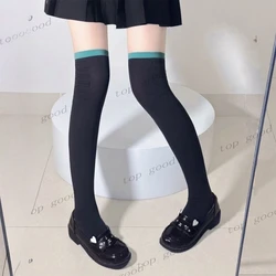Anime - Inspired Miku Cosplay Stockings with Blue Trim - One Size (Stockings)