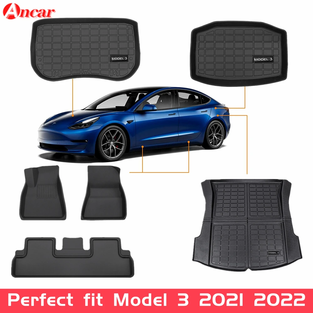Коврики напольные ANCAR 3D для Tesla Model 3 2021 2022 водонепроницаемый нескользящий коврик
