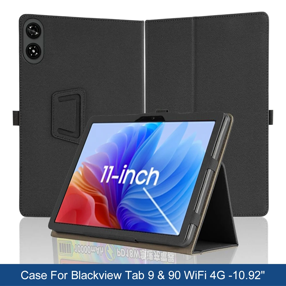Premium PU Folding Stand Tablet Case with Pencil Holder and Wrist Strap - Full Protection
