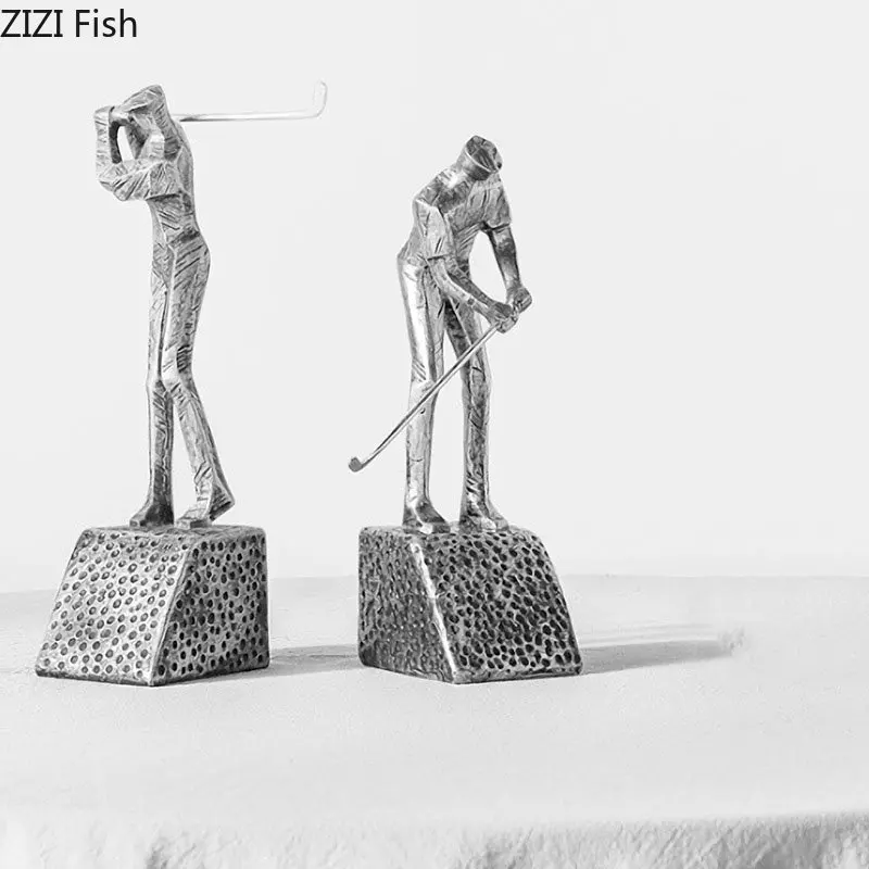 

Silver Golf Athletes Statue Creative Bookends Library Bookshelf Crafts Ornaments Minimalism Character Sculpture Desktop Bookends