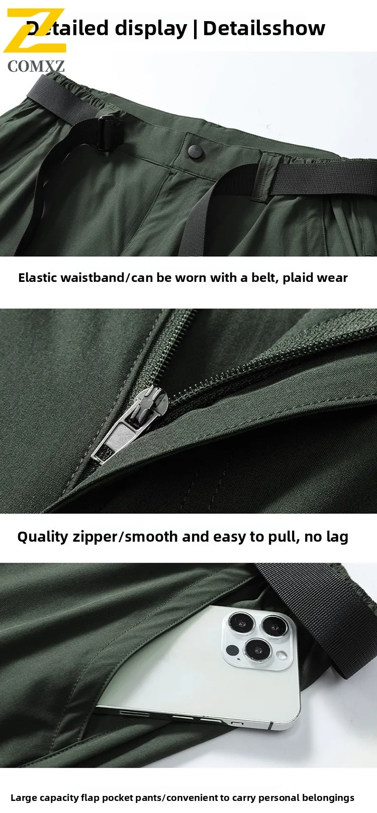 Men Quick-Dry removable Hiking Pants Summer Lightweight WaterResistant Windproof UPF50+ Outdoor Camping Fishing Trekking Stretch