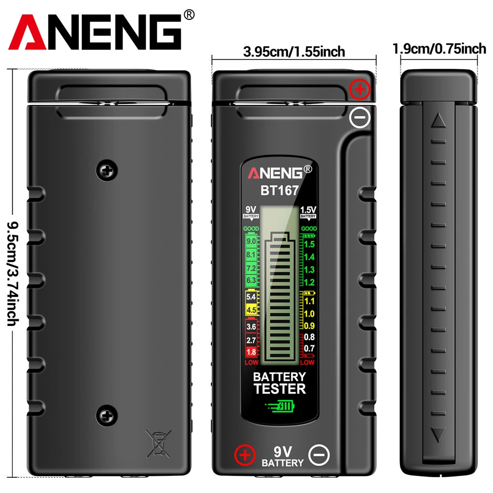 Digital Battery Tester Volt Measure Battery Capacity Tester Capacity Check Detector AA/AAA/C/D Button Cell Measurement