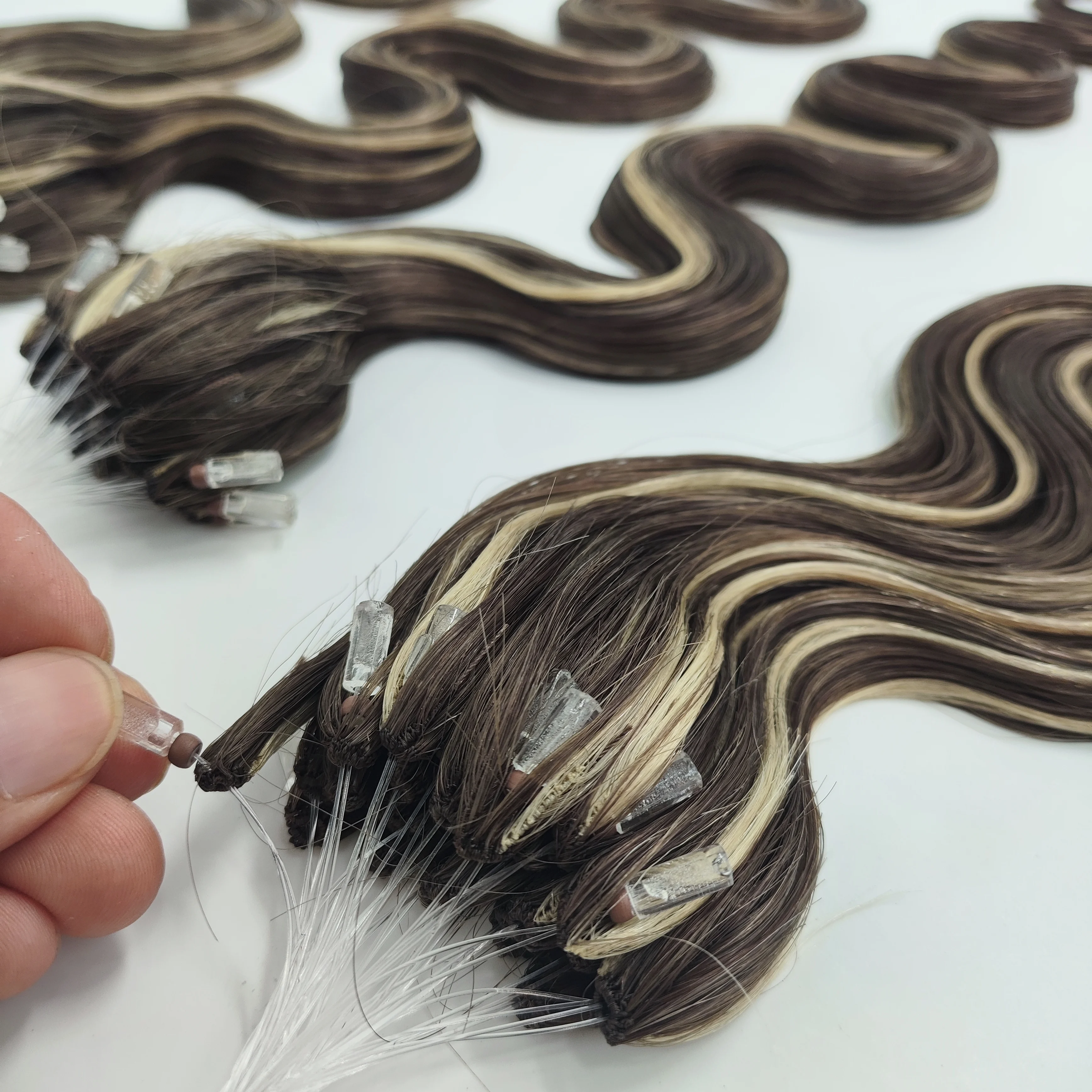 Estensioni di Capelli Indiani Vergini Naturali al 100% di Qualità Superiore, Prezzo di Fabbrica, Doppia Trama, H6 Feather Hair - immagine 4