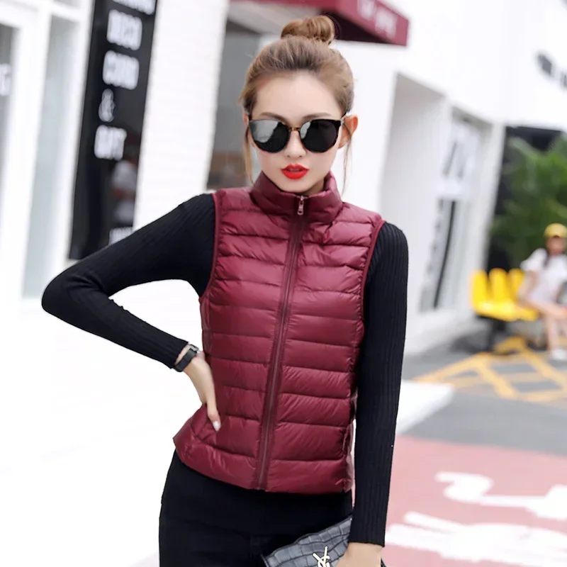 Winter Women's Solid Color Portable Down VestOutdoor Windproof and Versatile Jacket Casual Women's Slim Insulated Jacket