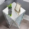 Silver Mirrored End Table, Crystal Inlay Side Table Accent Table, Small Mirrored Coffee Table for Living Room 5