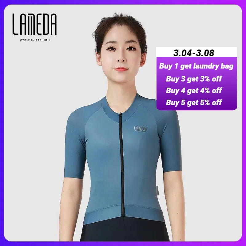 

LAMEDA Women's Summer sShort-sleeved Cycling Clothes Quick Drying Breathable Cycling Jersey with Pockets Cycling Accessories