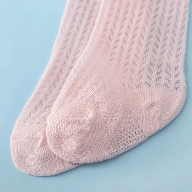 Chaussettes longues en coton avec nœud pour bébé fille de 0 à 24 mois, en maille et dentelle, pour nouveau-né, princesse, nouveauté 2024